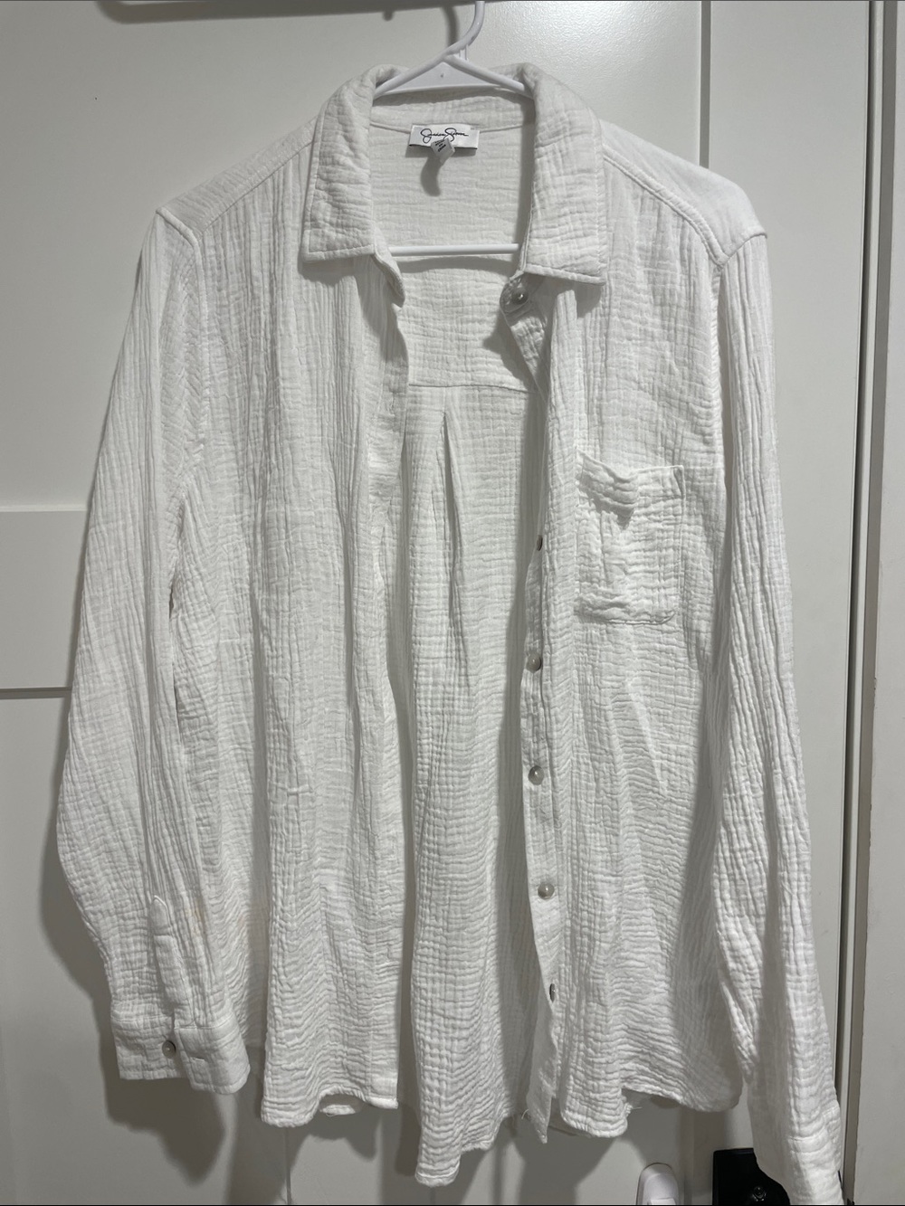 Jessica Simpson White Button Down Gauze Shirt